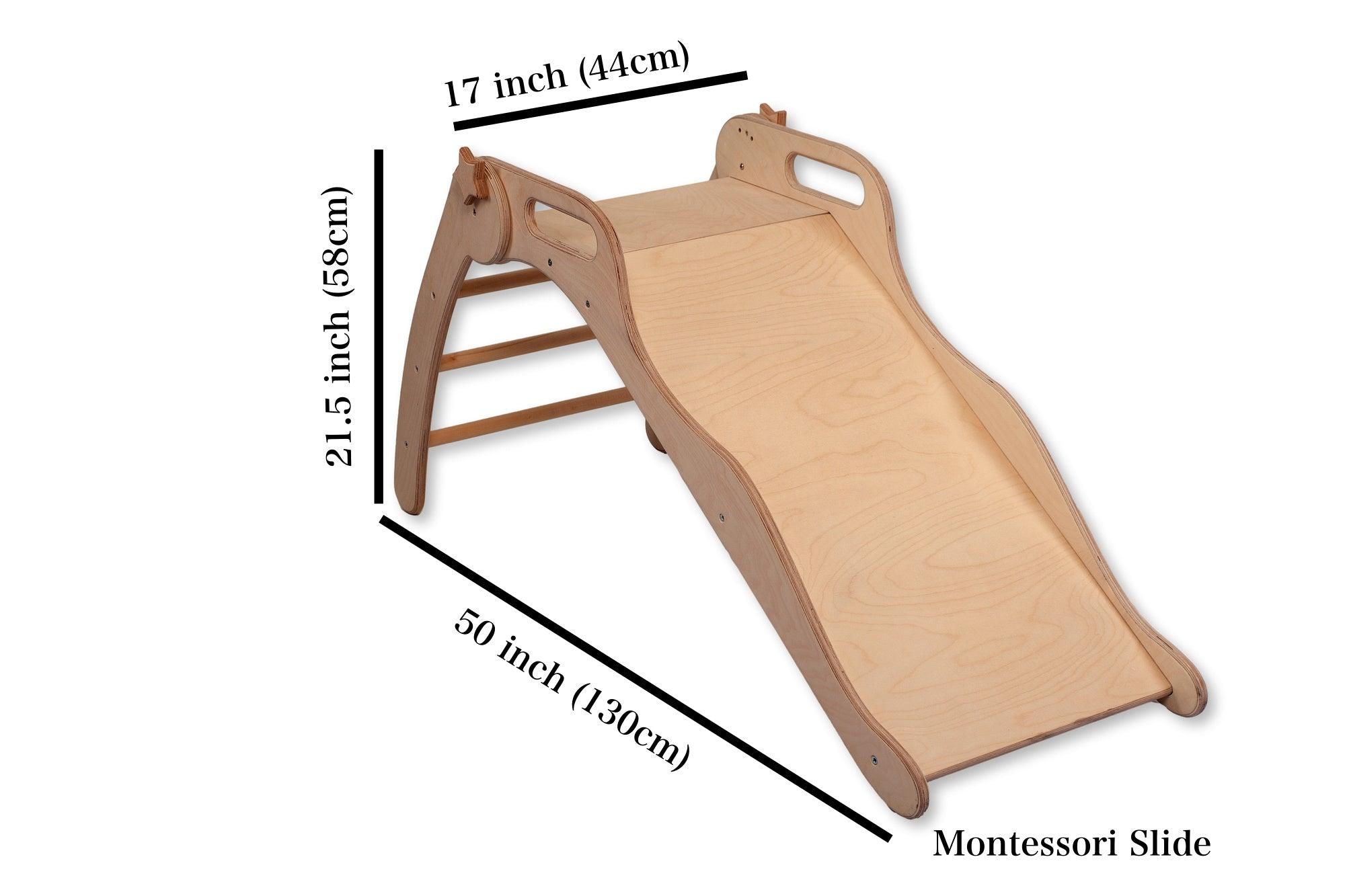 Foldable wooden slide from Red Oceanus, showcasing smooth wooden surface and foldable design for versatile furniture use.
