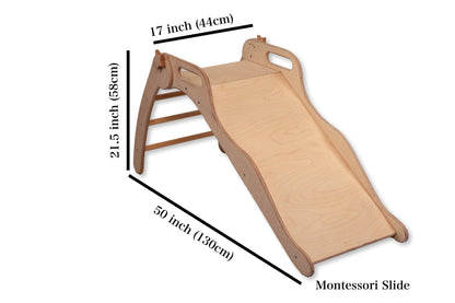Foldable wooden slide from Red Oceanus, showcasing smooth wooden surface and foldable design for versatile furniture use.