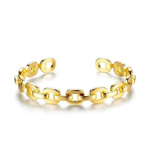 Small Kaye Link Bracelet by Bronze Lucy featuring gold-toned interconnected links, elegant jewelry design for versatile wear.