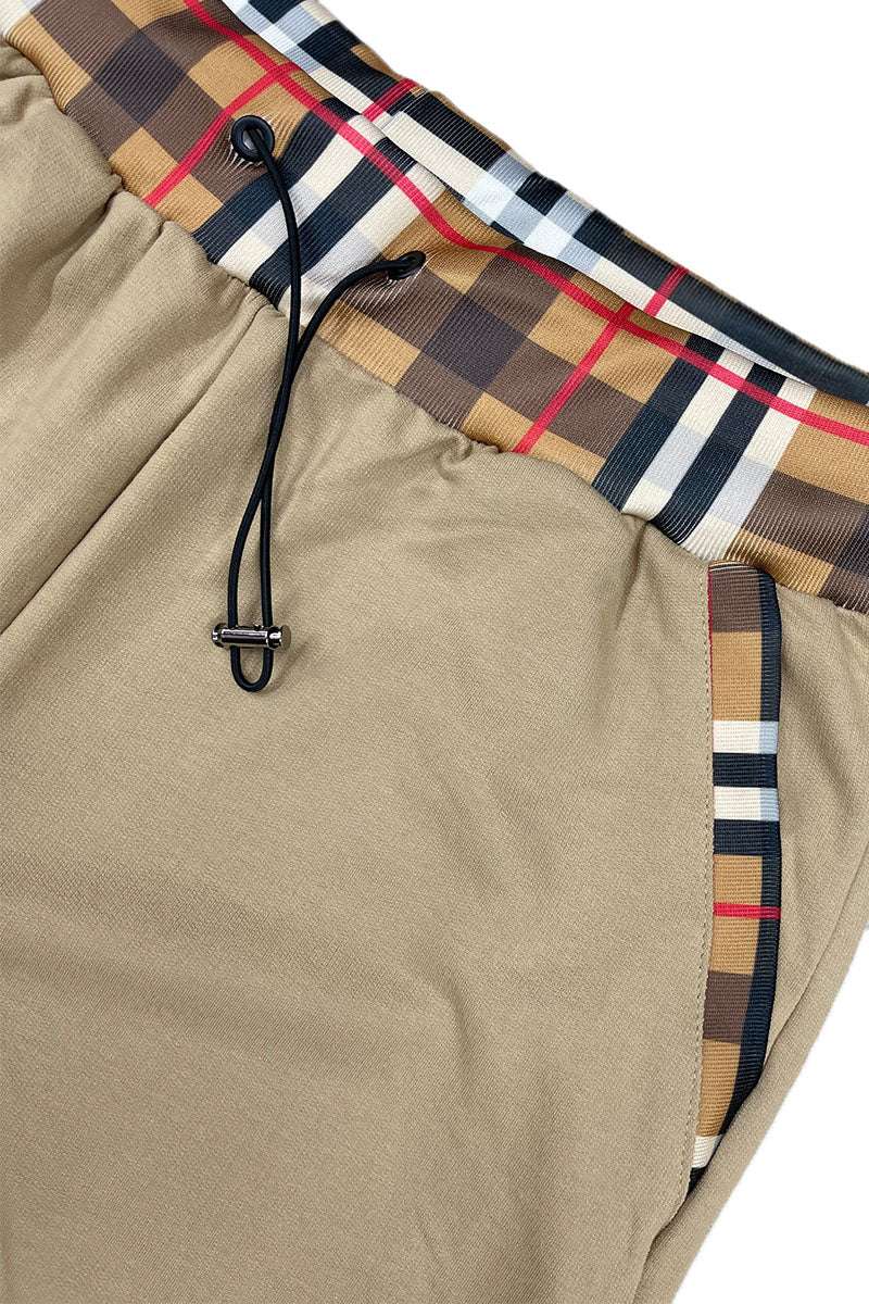 Khaki checkered detail men&