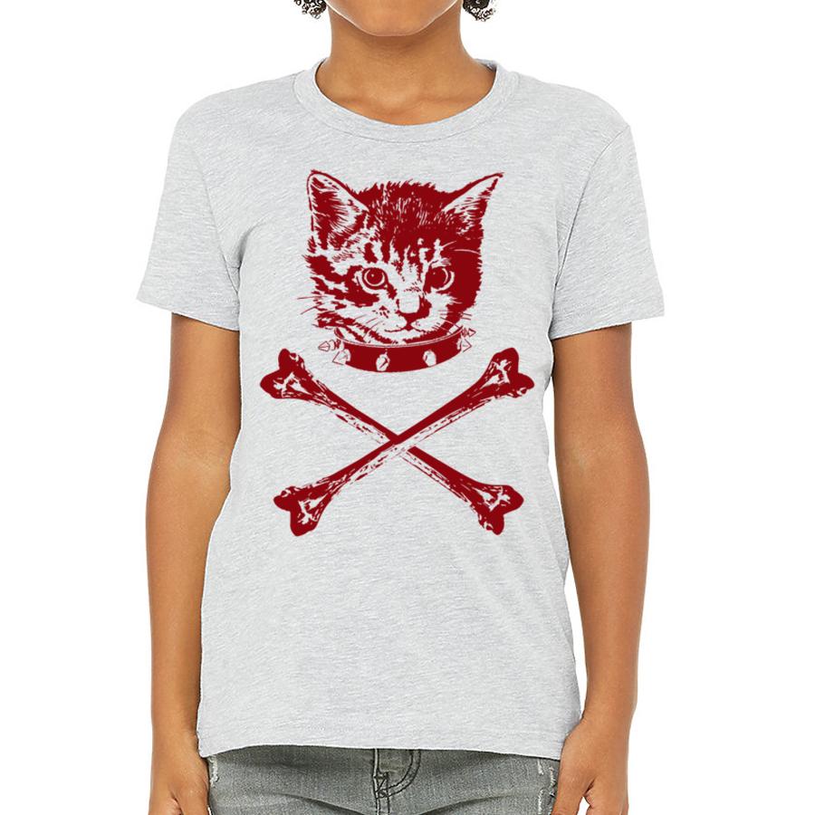 Gray kitten crossbones toy from Indigo Tiger, designed for kids, featuring playful crossbones shape and soft fabric.