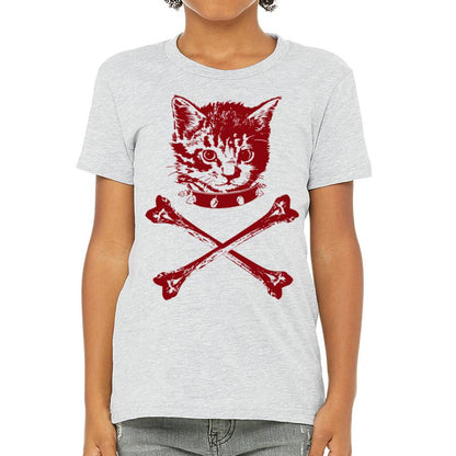 Gray kitten crossbones toy from Indigo Tiger, designed for kids, featuring playful crossbones shape and soft fabric.