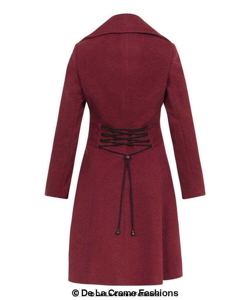 Rose Eleusis Kirsty Slim Fit A-Line Coat displayed on a hanger, showcasing its tailored design and classic coat style.