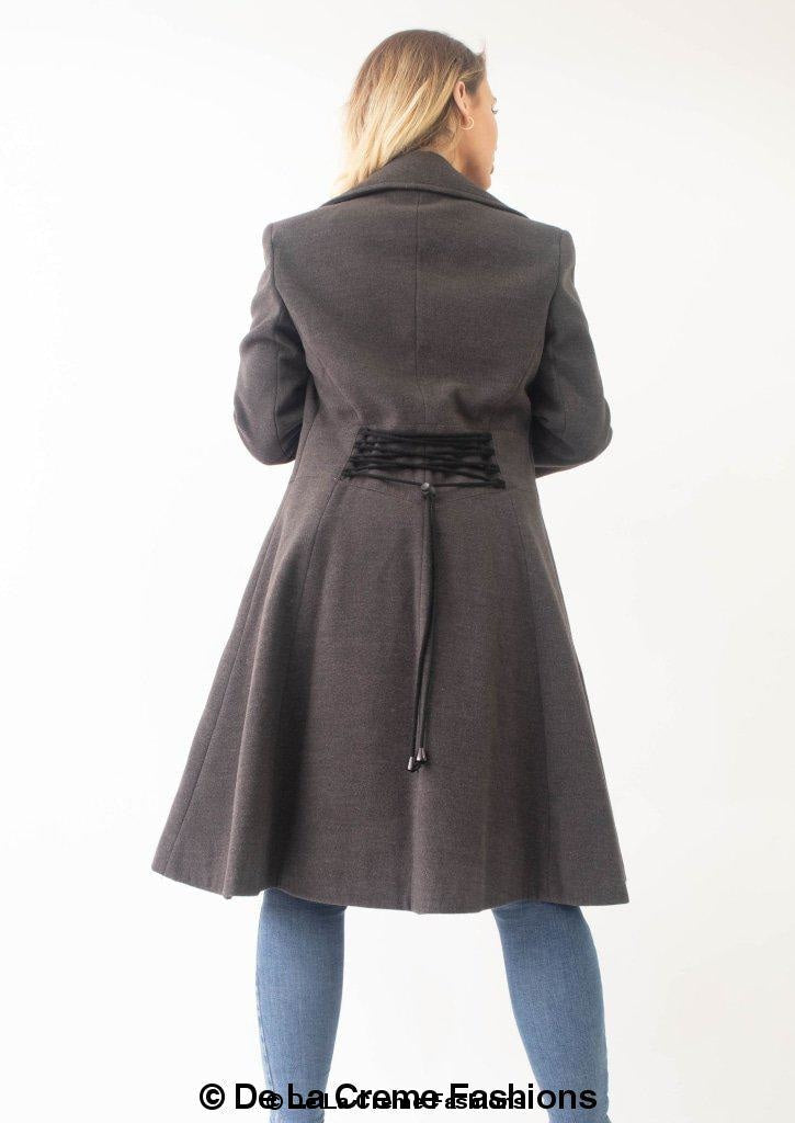 Rose Eleusis Kirsty slim fit A-line coat, stylish jacket with tailored silhouette and classic design, in a versatile wardrobe essential.
