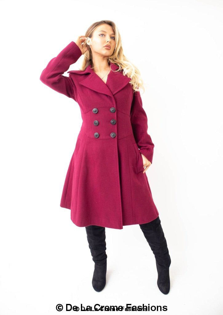 Rose Eleusis Kirsty Slim Fit A-Line Coat, stylish tailored jacket with a fitted silhouette and classic A-line design.