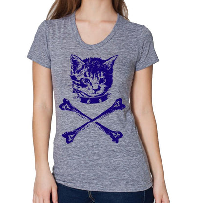 Blue T-shirt featuring a playful kitten graphic from Indigo Tiger&