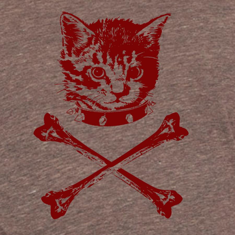 Indigo Tiger Danger Kitty T-shirt featuring a playful cat with crossbones design on the front.