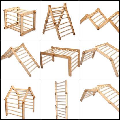 Red Oceanus transformable climbing cube with ramp, versatile furniture for children’s play and activity spaces.
