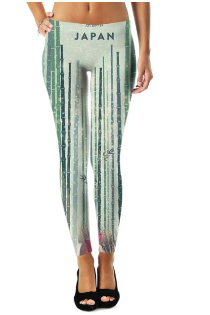 Kyoto City themed Sky Felix leggings featuring vibrant Kyoto skyline and cultural motifs, casual streetwear style.