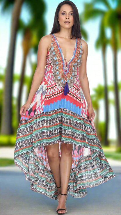High Low Dresses Resort Beach Boho Casual Summer Evening Vestido Dress Vacation Travel Bohemian
