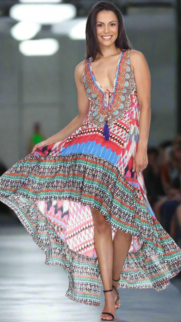High Low Dresses Resort Beach Boho Casual Summer Evening Vestido Dress Vacation Travel Bohemian