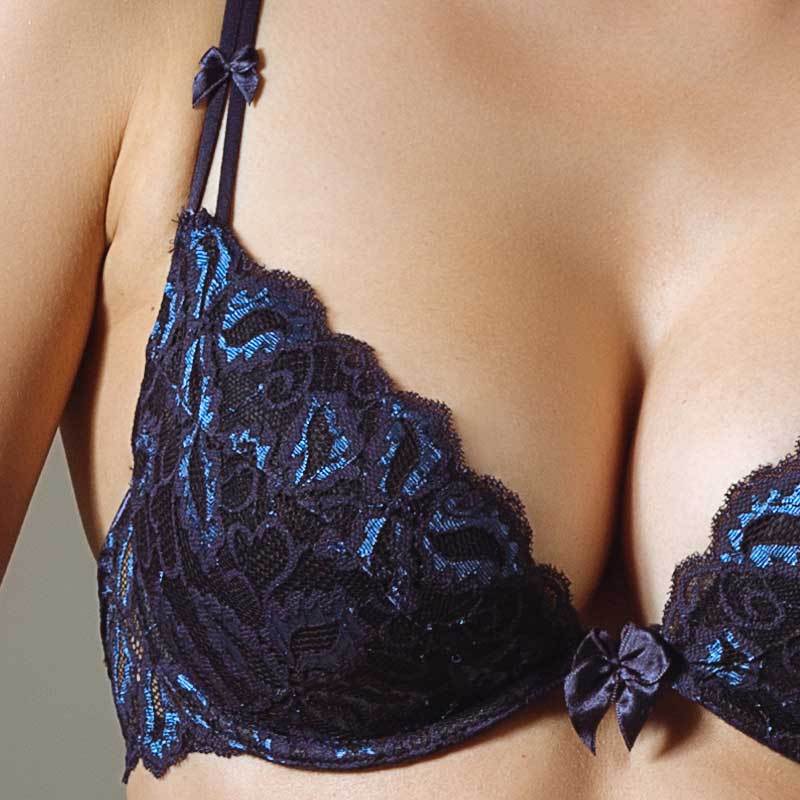 Lime Lucy Lavinia Dare Me Powder Pink lace plunge push-up bra with floral lace details and supportive underwire.