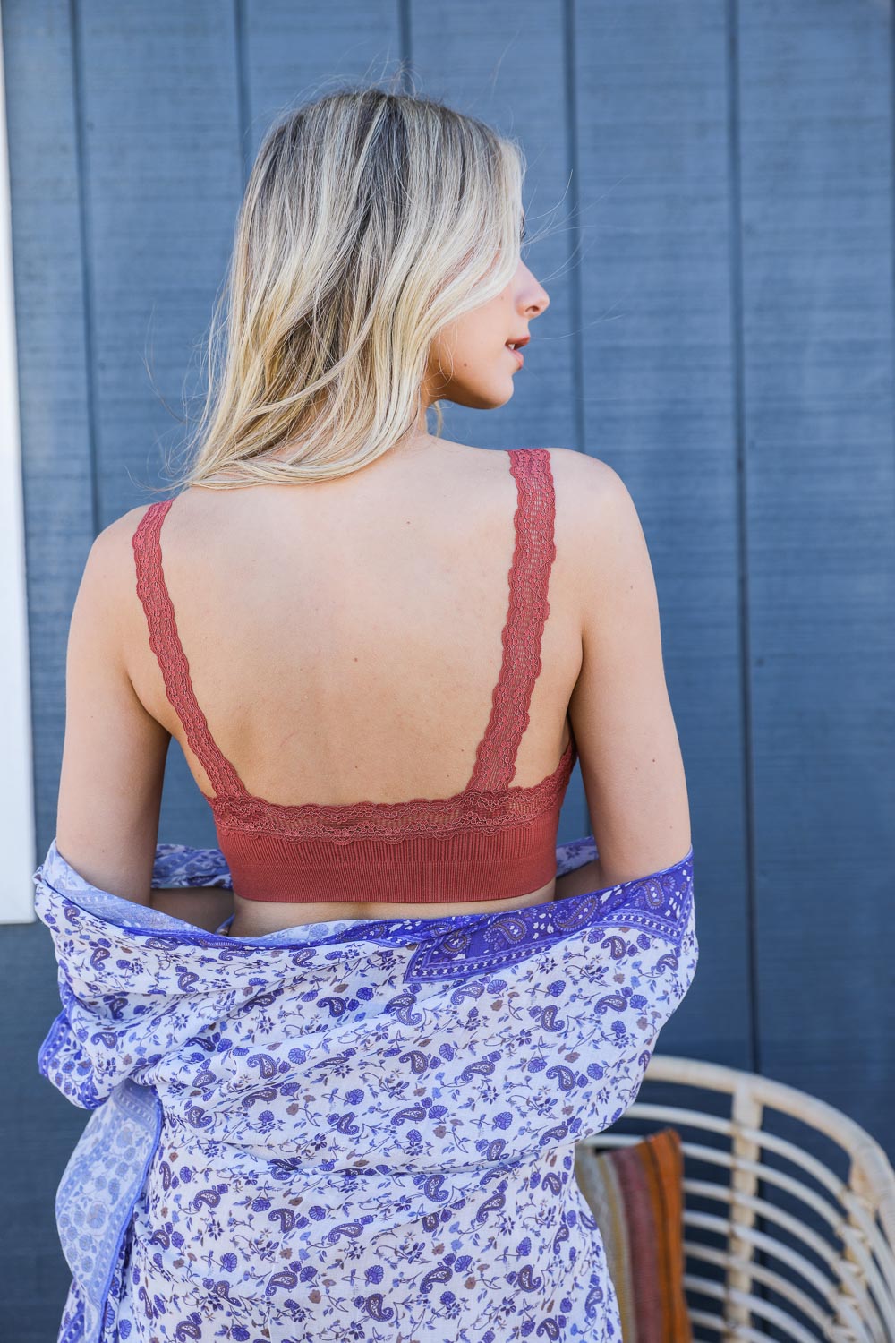 Periwinkle Aether lace trim padded bralette with delicate lace details and soft, comfortable fabric, perfect for everyday lingerie.