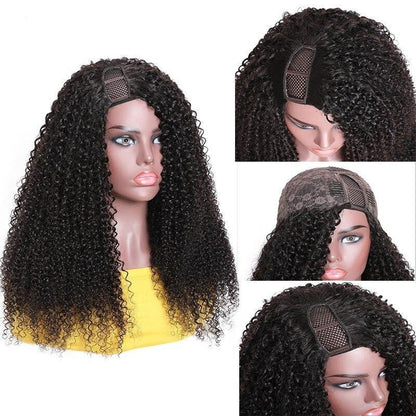 Kinky curly U part wig by Cerise Alfie featuring Brazilian Remy human hair for Black women, styled with natural, textured curls.