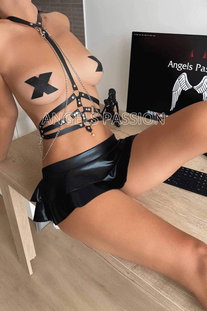 Black leather gothic women&