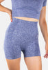 Blue Damen Pear Juniper Shorts with a fitted, sporty design, shown from the front in this image.