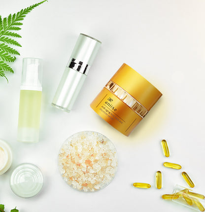 Purple Maple anti-aging face, neck, and décolleté serum applied to skin in a skincare routine setting.