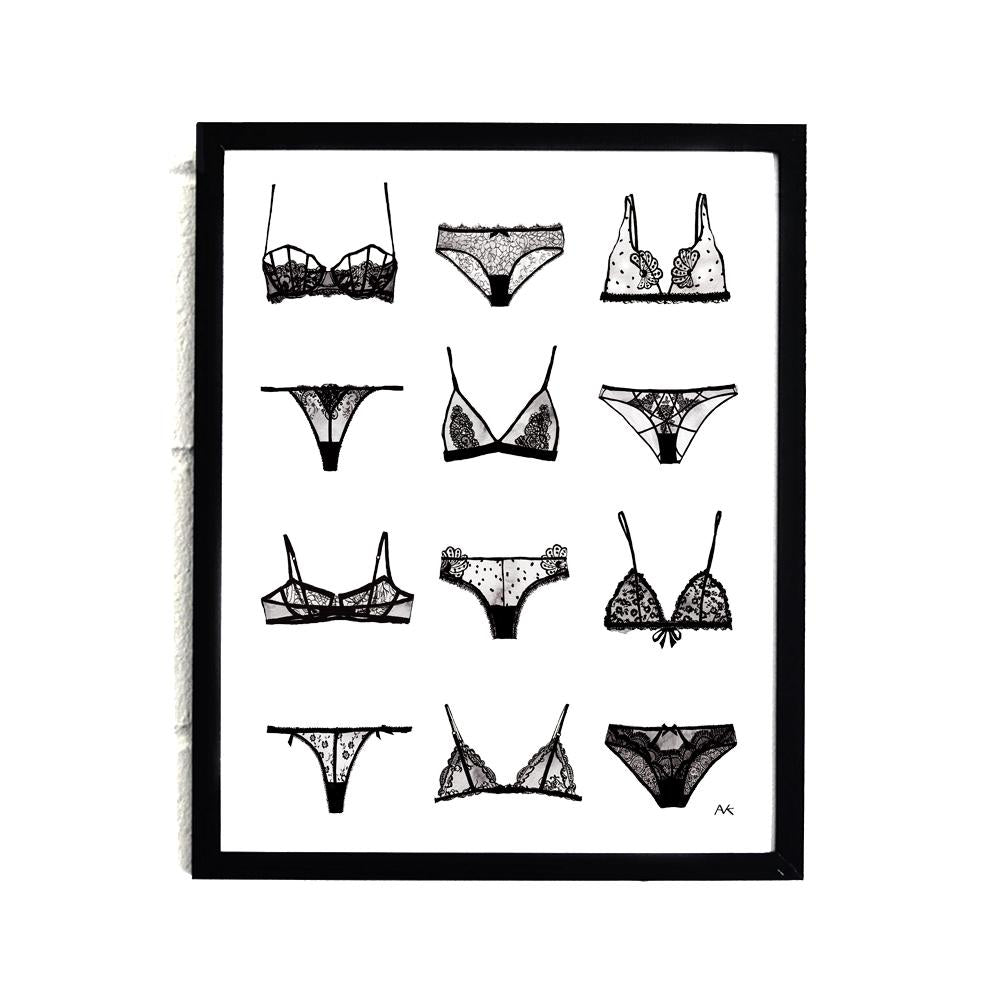 Magenta Lelantos lingerie art print gift, featuring elegant lingerie-themed artwork on high-quality paper.