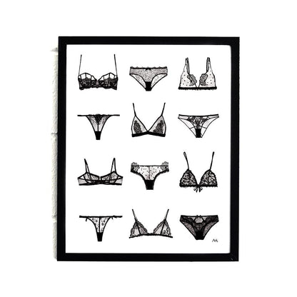 Magenta Lelantos lingerie art print gift, featuring elegant lingerie-themed artwork on high-quality paper.