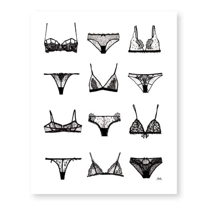 Magenta Lelantos lingerie art print gift featuring elegant lingerie design on high-quality paper, perfect for gift-giving or decor.