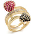 Turquoise Tiger LO1490 gold brass ring with synthetic inlay, stylish jewelry piece showcasing intricate design and shiny finish.