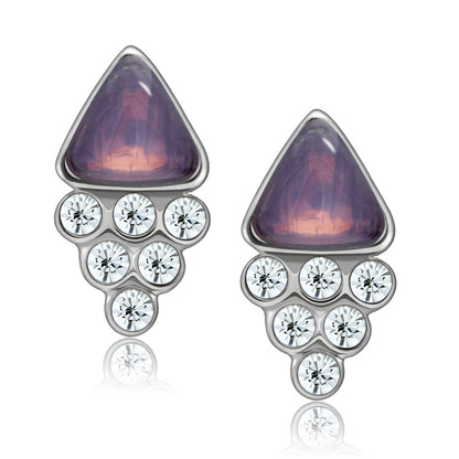 Rhodium white metal earrings with clear top grade crystals, elegant jewelry by Turquoise Tiger.