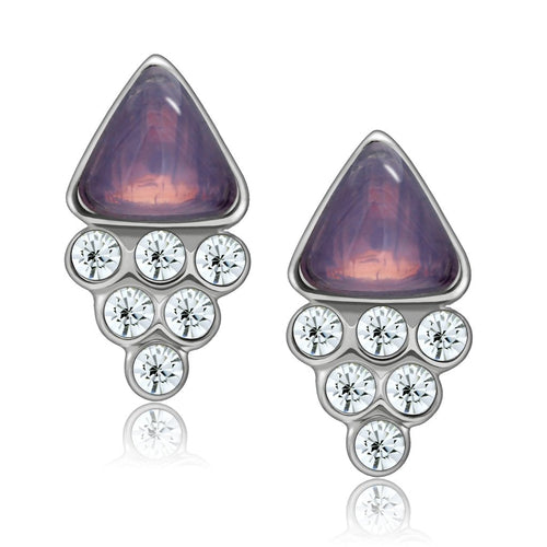 Rhodium white metal earrings with clear top-grade crystal from Turquoise Tiger Jewelry collection.