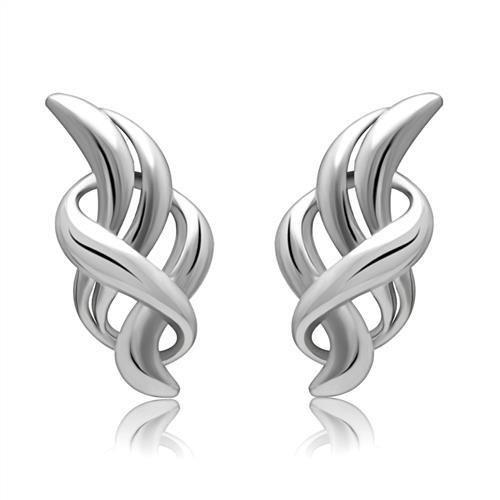 Rhodium white metal earrings by Turquoise Tiger, simple and elegant jewelry with no stones, shown on a white background.