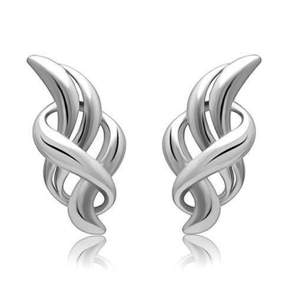 Rhodium white metal earrings by Turquoise Tiger, simple and elegant jewelry with no stones, shown on a white background.