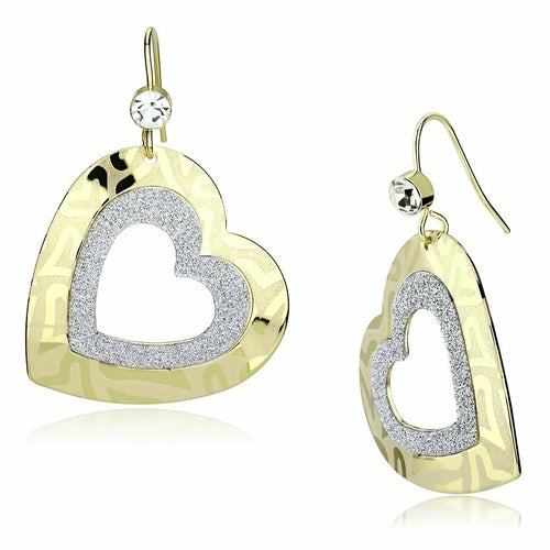 Gold iron earrings with clear top-grade crystal from Turquoise Tiger, featuring a sleek design and sparkling crystal accents.