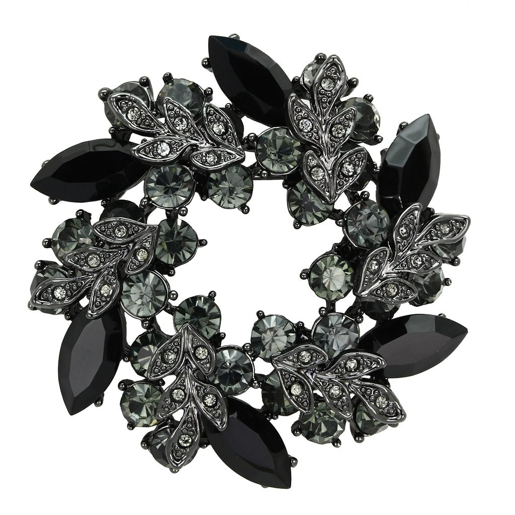 Turquoise Tiger LO2917 Ruthenium White Metal Brooch featuring a detailed top design, jewelry and watch accessory.