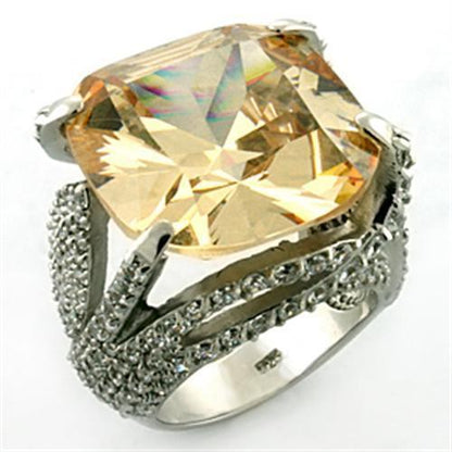 Rhodium 925 sterling silver ring with AAA grade cubic zirconia, elegant jewelry piece by Turquoise Tiger.