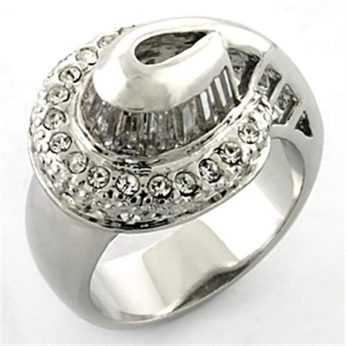 Rhodium brass ring with AAA grade cubic zirconia from Turquoise Tiger, showcasing a sleek design and sparkling stone detail.