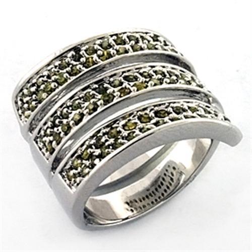 Turquoise Tiger LOA706 rhodium brass ring featuring AAA grade cubic zirconia set in a stylish band.