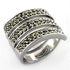 Turquoise Tiger LOA706 rhodium brass ring featuring AAA grade cubic zirconia set in a stylish band.