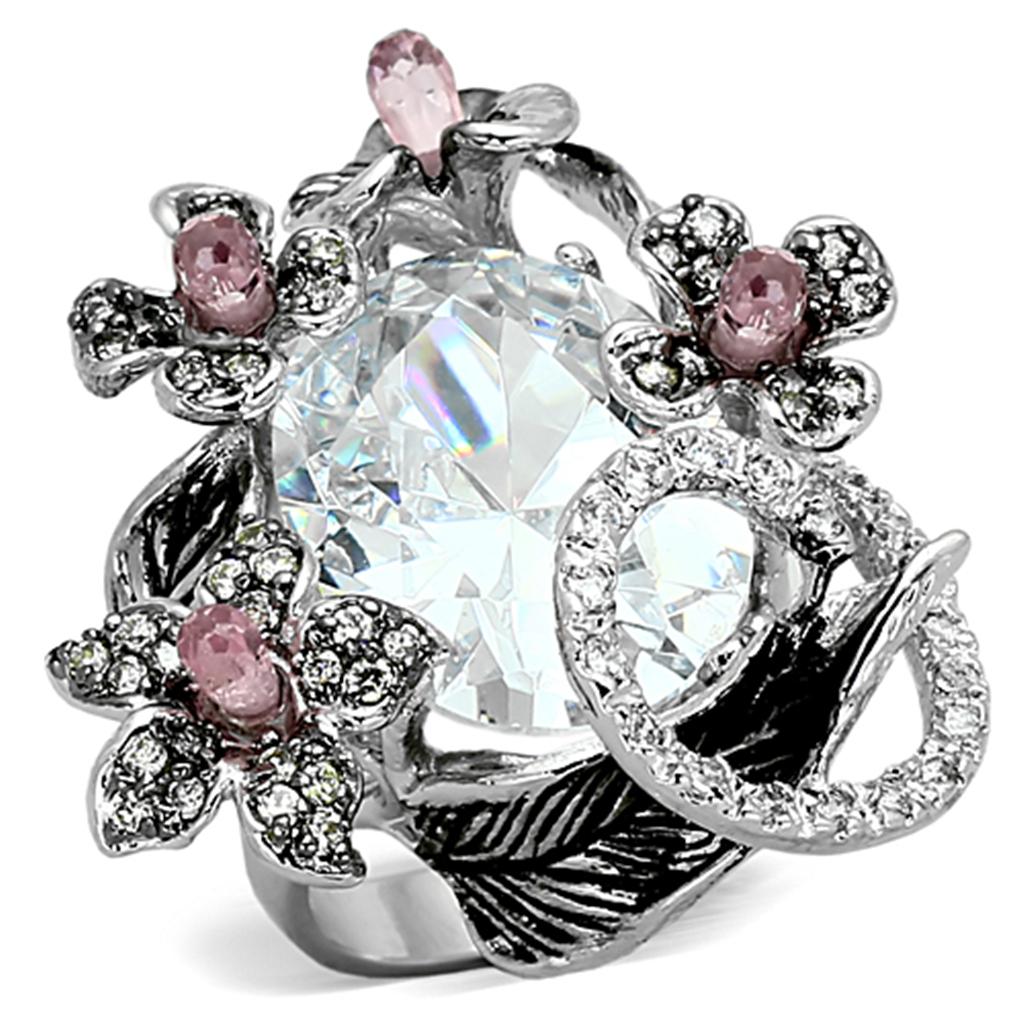 Turquoise Tiger LOA877 brass ring featuring rhodium and ruthenium plating with AAA quality gemstone accents.