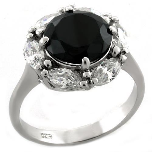 Sterling silver ring with rhodium finish and AAA gemstones from Turquoise Tiger, showcasing intricate design and craftsmanship.