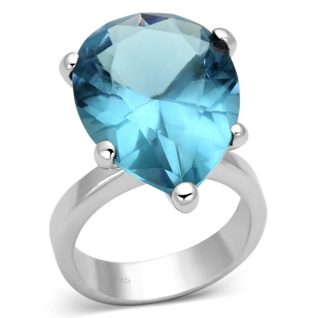Rhodium 925 sterling silver ring by Turquoise Tiger, showcasing a sleek and polished jewelry design.