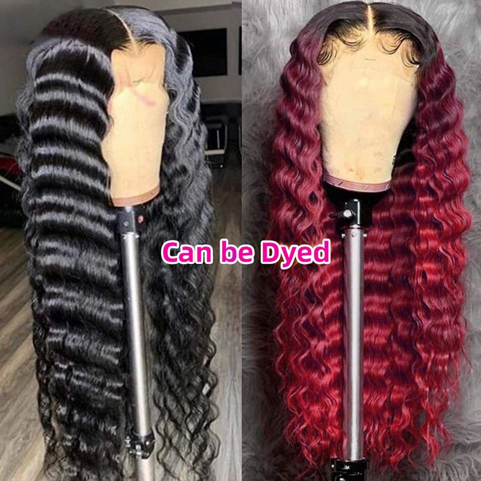 Cerise Alfie loose deep wave U part wig with lace frontal for black women, made of Brazilian Remy human hair, natural hair texture.