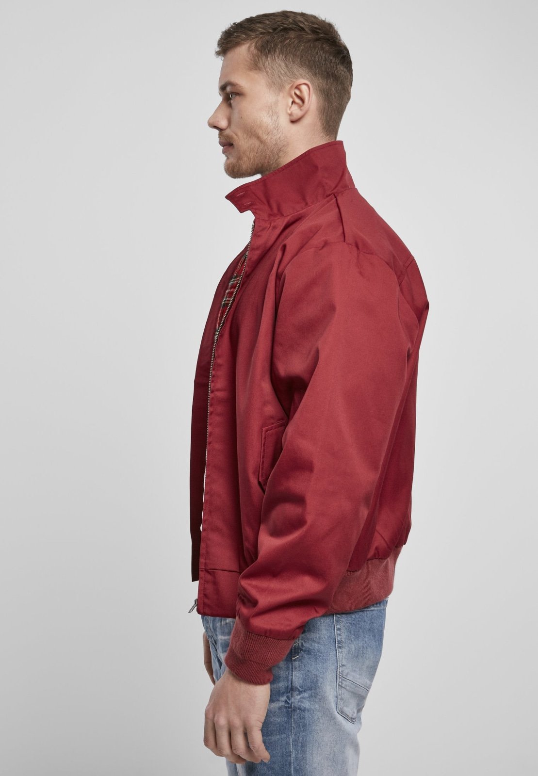 Light navy Callisto Harrington Canterbury jacket for men, featuring a classic design with front pockets and ribbed cuffs.