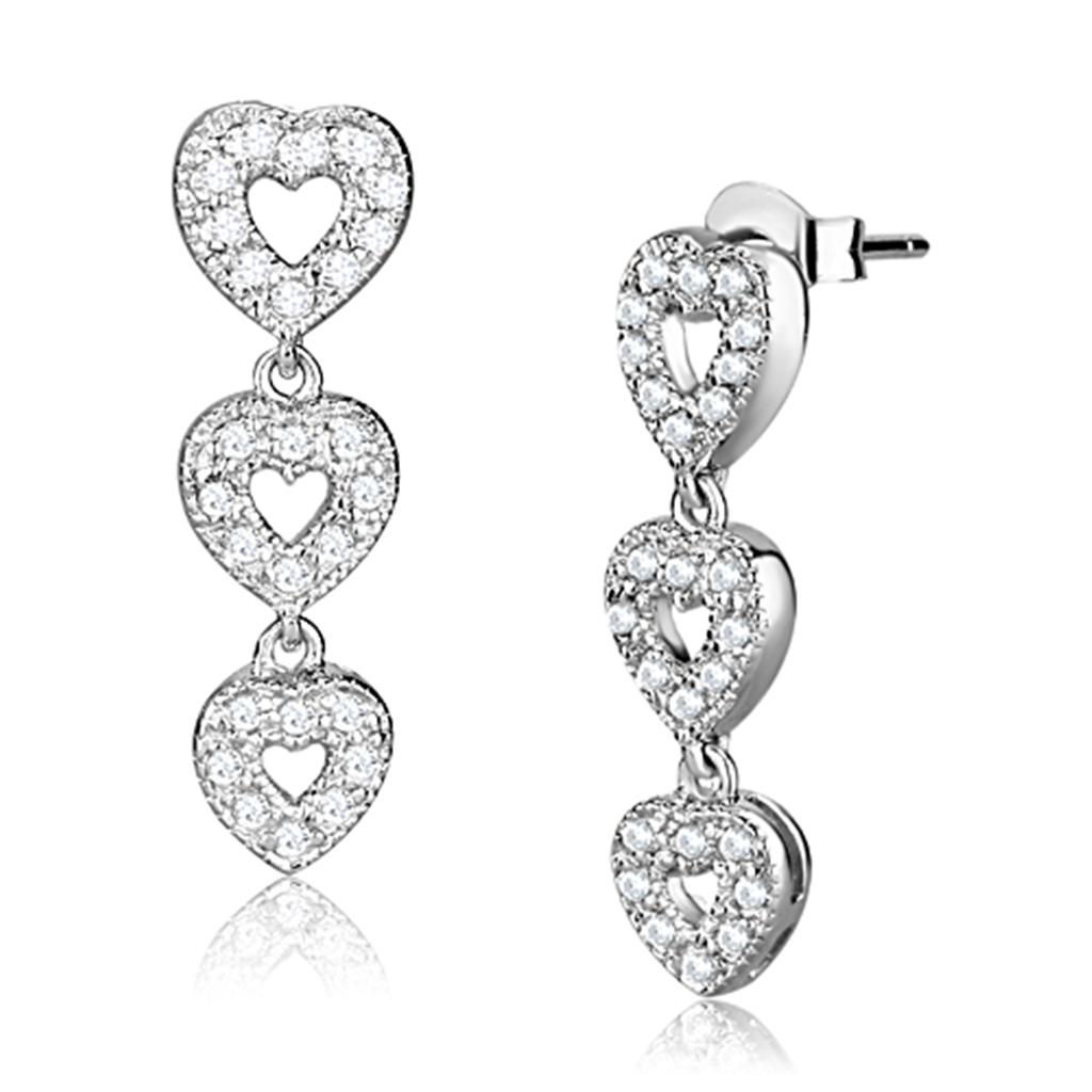 Rhodium 925 sterling silver earrings with AAA grade cubic zirconia from Turquoise Tiger, showcasing elegant jewelry design.