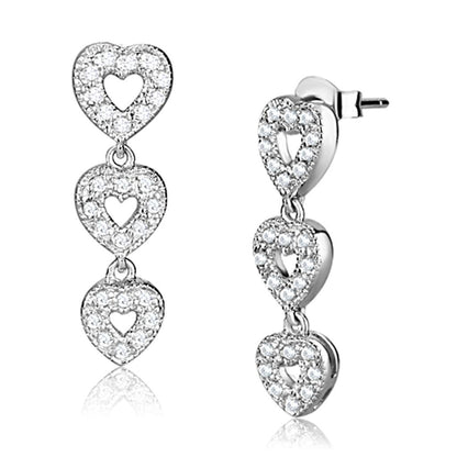 Rhodium 925 sterling silver earrings with AAA grade cubic zirconia from Turquoise Tiger, showcasing elegant jewelry design.