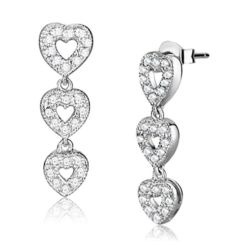 Rhodium 925 sterling silver earrings with AAA grade cubic zirconia from Turquoise Tiger, showcasing elegant jewelry design.