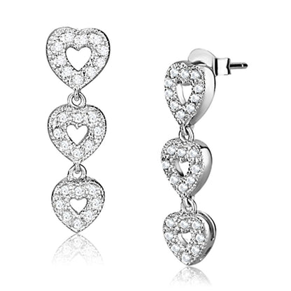 Rhodium 925 sterling silver earrings with AAA grade cubic zirconia from Turquoise Tiger, showcasing elegant jewelry design.