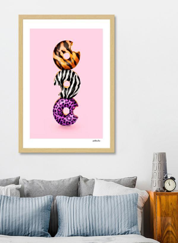 Scorpius Wild Donut framed art print, vibrant home decor with colorful donut design in a stylish frame.