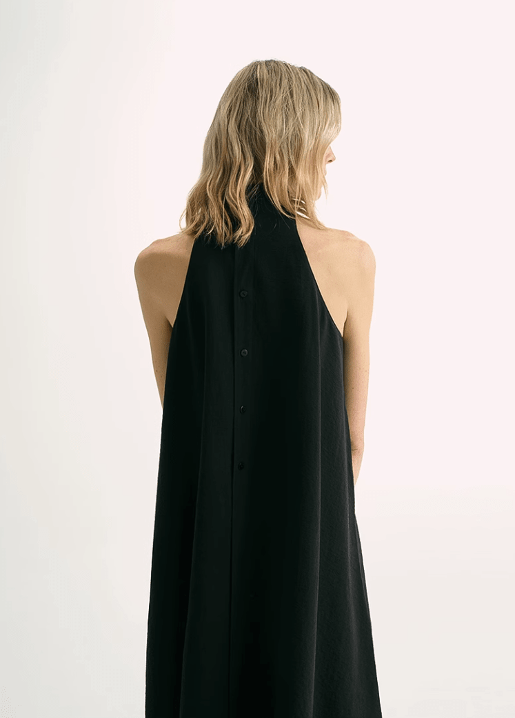 Luxury mulberry silk wrinkle-resistant small high collar A-line summer beach Dresses for women
