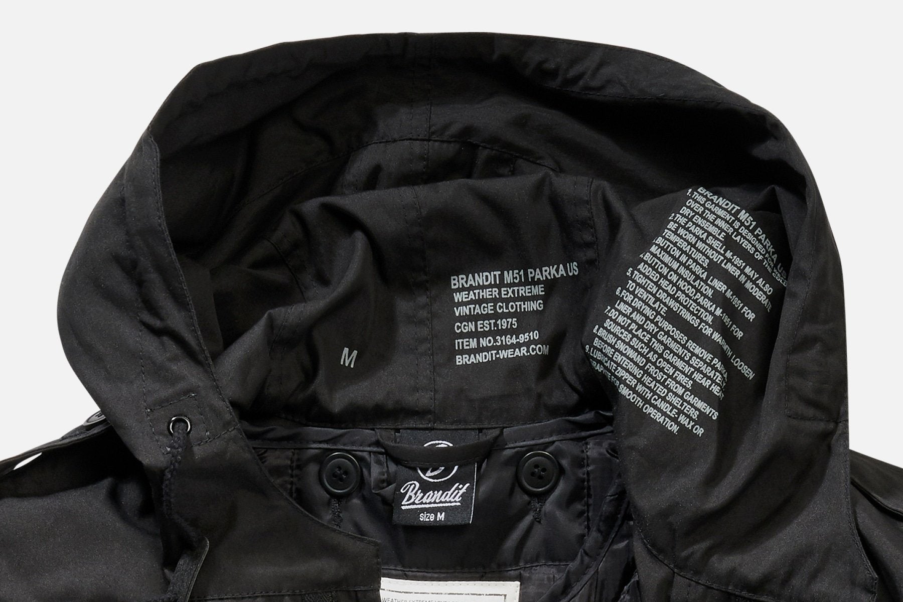 Black Callisto M51 US Parka jacket with a rugged design, featuring a hood and multiple pockets, perfect for cold weather.