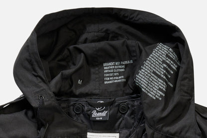 Black Callisto M51 US Parka jacket with a rugged design, featuring a hood and multiple pockets, perfect for cold weather.