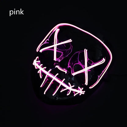White Eucalyptus Halloween LED pet mask featuring glowing eyes and festive design for pets&
