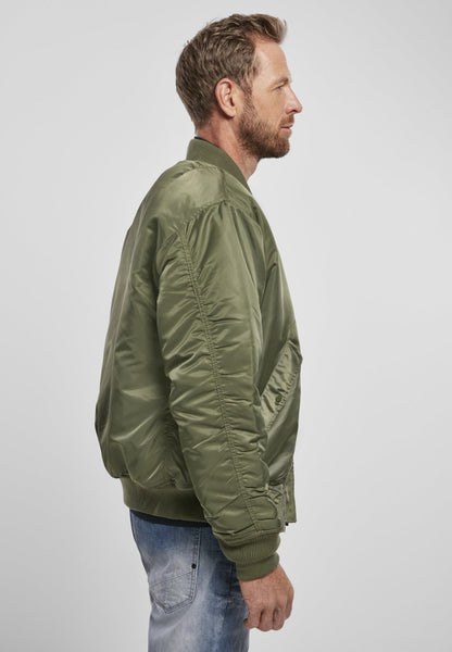 Callisto MA1 bomber jacket displayed on a hanger, featuring a classic military style with ribbed cuffs and a front zipper.
